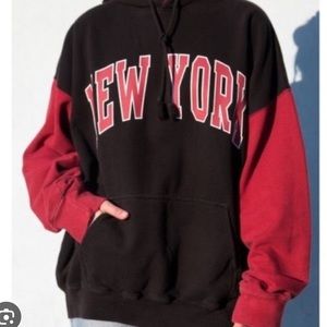 brandy melville red and black new york hoodie